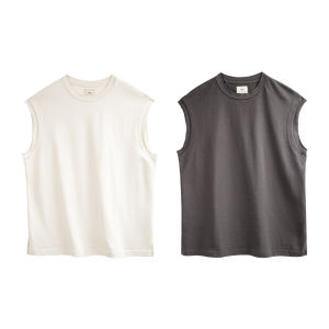 Maden Vintage Heavyweight Knitted Broad Shoulder Vest Sports 100%Cotton Solid Color Sleeveless T-shirt for Mens Summer Tops Tee2026