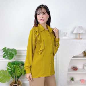BLOUSE WANITA KOREAN STYLE CRINKLE AIRFLOW/ BAJU ATASAN WANITA AKSEN KANCING AKTIF