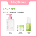 Glad2Glow Skincare Set 3pcs Set Milk Cleanser + Serum + Moisturizer Serum Wajah Pelembab Wajah Face Wash. 