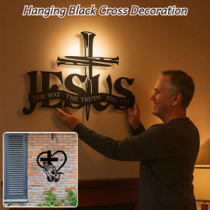 Black Metal Cross Wall Art Hanging Christian Metal Art Steel Decor Modern Fashion Hanging Decoration For Home Office