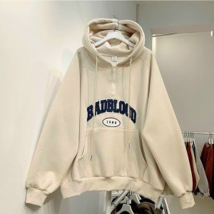 Áo Hoodie form rộng chất nỉ dày dặn thiết kế cổ khóa kéo Độc Đáo thêu nổi chữ BADBLOOD 1988 Siêu Hot