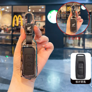 Vỏ chìa khóa xe máy thông minh bằng da bò thật cho Honda PCX16 0 ADV160 Click 160 Wave 110 Rebel 500 NT1100 SH150 DAX125 X-ADV Scoopy CRF300L RSX150 Future 125 Vỏ bảo vệ nút điều khiển từ xa bằng hợp kim kẽm Móc chìa khóa