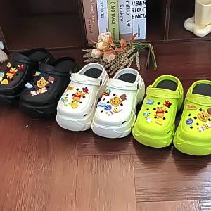 Thick-Soled WomenS Clogs For Summer Suitable For Outdoor Wear Cute Cartoon Design Non-Slip Height-Increasing Casual Beach Clogs