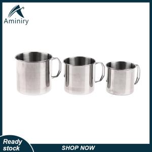 Aminiry[Love sports] 1Pc Stainless Steel Folding Handle Cup Portable Carabiner Cup Outdoor Camping Cups for Home Outdoor Camping Accessories