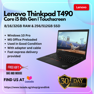 Lenovo T490 14” Touch/Non-Touch Screen Laptop | i5 8th Gen | 8/256 | W10Pro | MS Office 2021 Preloaded | Used in Good Condition