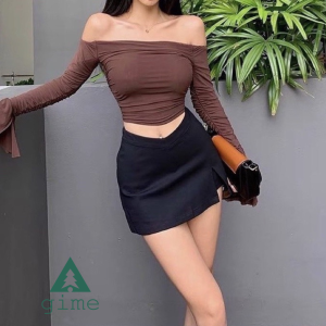 Chân váy cony  chân váy xẻ đùi màu đen dáng chữ a lưng cao chữ V kèm quần trong chất vải dày dặn co giãn tốt