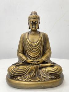 Tượng phật thích ca mâu ni ngồi thiền bằng đồng hun cao 16cm rộng 12x9cm nặng 1kg
