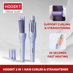 HODEKT 2 in 1 Hair Curler And Straightener Automatic Curler Iron Ceramic Curling Curler Stick Fast Heating Styler Temperature Adjustable 360 Rotating