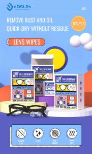eDSLRs 200 Pcs Lens Cleaning Wipes Alcohol Spectacle Wet Wipe Pack Pre Moistened For Eye Glasses Zeiss Camera Lenses Mobile Phone Laptop Screen Disposable