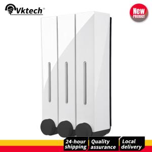 【Vktech】 Wall-Mounted Shower Soap Dispenser No Drill Waterproof Bathroom Soap Dispenser with Large Capacity and Clear Window