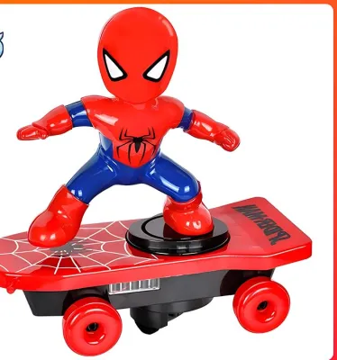 Kids Toy Car Spiderman Stunt scooter Whirl Anime Music 360° Rotate Led Hero Stunt Spider Kids Toys