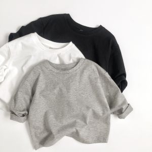 Autumn Cotton kids Tops and T-Shir Solid Color Long Sleeves Loose Basic T-Shirt for Boys Girls 2-7Y Korean Soft Children Clothes2026