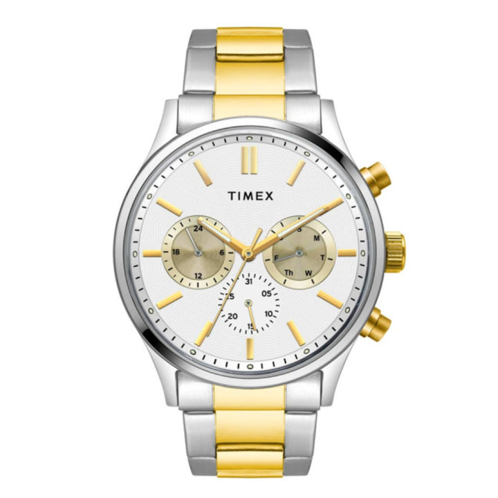Timex Cromwell Multifunction Two Tone Stainless Steel Analog Quartz Watch For Men TWEG19606E STYLE