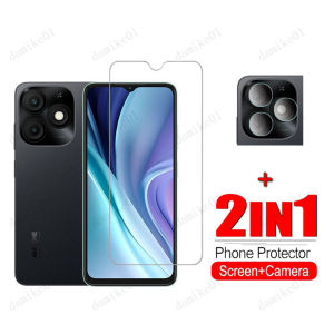 itel A50 Tempered Glass Film for itel RS4 A70 A60 60s P55 5G P55+ P55T S24 S23 2 in1 Camera Lens Tempered Glass Screen Protector
