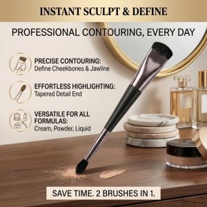 ✨ Dualended Contour Brush For Makeup/Travel/Professional Use  Soft Bristles/Multifunctional/Precise Shaping  MultiPurpose Double Headed Nose Shadow Contouring Brush