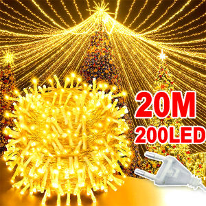 20M 200 LED Outdoor String Lights Waterproof Lamp for Indoor Outdoor Christmas Lights WeddingParty Decorations(Plug-in)