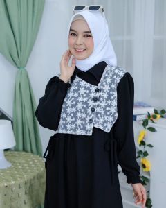 SYIRA DRESS Gamis Model Terbaru 2024 Gamis Lebaran Bahan Crinkle Mix Brukat Bordir Dress Lebaran Vintage Dress Korean Style Dress Hari Raya Gaun Wanita Gaun Pesta Konadngan Gaun Polos Busana Muslim Terbaru Busana Muslim Wanita Dewasa Longdress Jumbo Hitam