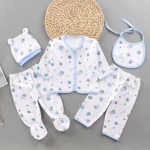 Baju Baby Newborn 5 Set Cartoon Cotton 0-3M Girt Box Baju Toddler Pajamas&Trousers Baju Baby Newborn 5Set 新生婴儿睡衣5套装