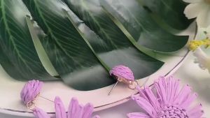 Fashionable raffia womens accessories woven floral handmade earrings high-end personalized earrings exaggerated style niche jewelry