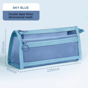 Pencil Case with Handle and Zipper Clear Double-layer Pencil Pouch for Student Pencil Pen Case for Kid Toy Organizer