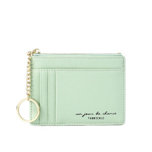 MINGKE Card Holder Wallet for Women 8 Cards Minimalist Zipper Keychain Mini Fashion
