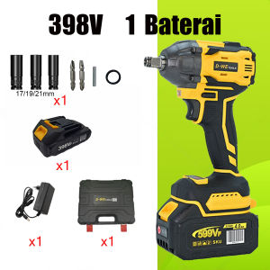 D•WE Impact Wrench 398V/598V 700N/M Bor Impact Baterai Brushless pembuka baut mobil infek buka baut motor Cordless impact baterai