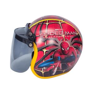 Helm Bogo Retro Anak Karakter Usia 2 3 4 5 6 Tahun Cowok Perempuan Full Kulit Karakter Spiderman Lucu Kaca Flat Datar