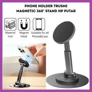 Phone Holder Trusmi Magnetic 360° Rotating Desktop Stand HP Magnet Putar Adjustable - FR GALLERY