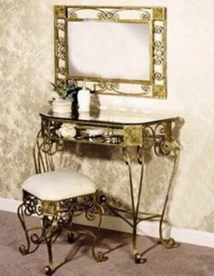European-style home wrought iron dressing table combination dressing stool dressing mirror retro dressing table luxury suit