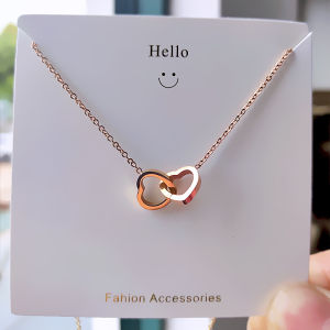 Kalung Titanium Wanita Liontin love kembar Aksesoris Fashion Korea Viral  Anti Karat