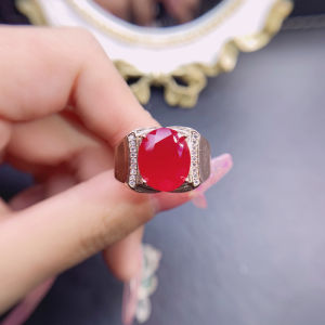 Natural Ruby Ring for Men S925 Sterling Silver Luxury Jewelry Carrying Certificate Mens Rings Gold Big Silver