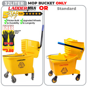 32L Mop Bucket With Wringer Side Press Heavy Duty Troli Baldi Mopping Lantai Mop Cart 32 Litre 32Lite