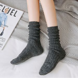 CHARMI Winter Soft Retro Fashion Thick Trendy Cotton Women Wool Socks Korean Style Socks Middle Tube Hosiery