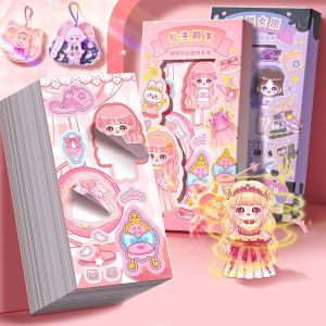 ROBERTA Early Education Little Girl Dress-up Outfit Stickers Make Your Own Princess Personalized Princess Dress Up Sticker Cartoon Lovely DIY Decorative Sticker Scrapbooking