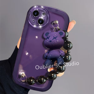 Ốp Lưng Realme11 RealmeC51 Realme 11 C51 NFC 5G 4G Vỏ điện thoại giảm giá cực mạnh thiết kế mới màu tím đen Gấu Mặt Dây Chuyền Vòng đeo tay trong suốt bằng silicon vỏ mềm Case 2023