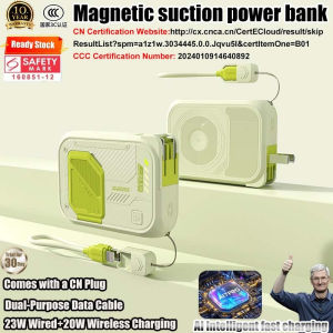 Ccc Certified Mini Magnetic Suction With Stand&Cable Wireless 20000mAh For 16 15 14 13 12 Pro Plus MAX Built In DualCable 30W 3c Certified Fast Charging Charger Portable 充电宝