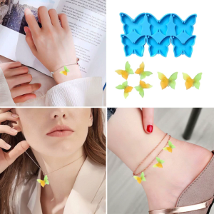 Epoxy Tự làm khuôn Bông tai tag khuôn trang trí mặt dây chuyền cho bướm không thường xuyên gương khuôn silicon