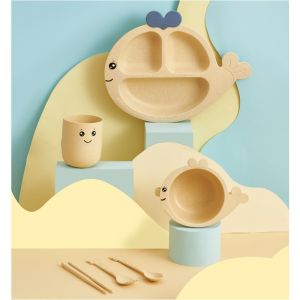 Ready Stock -6 Pcs-Gifts Unbreakable Divided Portion Plate kids child Set - Wheat Straw Fiber Microwave & Dishwasher Safe Fish Crab Cute ✅✅✅✅✅✅**** PRINTING CUSTOM LOGO AVAILABLE *****✅✅✅✅✅✅