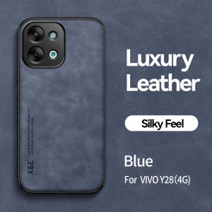Vivo Y28 4G 2024 Luxury Casing For Vivo Y28 4G Y 28 VivoY28 2024 Phone Casing Leather No Fingerprint Anti Drop Soft TPU Car Holder Support Back Cover Shockproof Bumper
