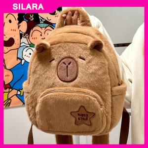SILARA Dễ Thương Phim Hoạt Hình Capybara Túi Cho Phụ Nữ Cô Gái Công Suất Lớn Độc Đáo Thú Nhồi Bông Ba Lô Du Lịch Giản Dị Đa Năng Ba Lô