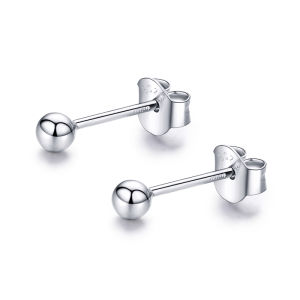 BAMOER 925 Sterling Silver Simple and elegant silver ball Clip Earrings For Women Fashion Jewelry SCE581
