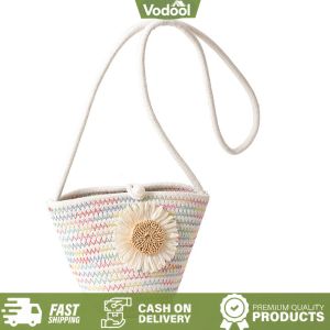 [VSC] Women Women Woven Straw Single Shoulder Crossbody Bag Flower Beach Shoulder Bag for Work Shopping Travel Daily