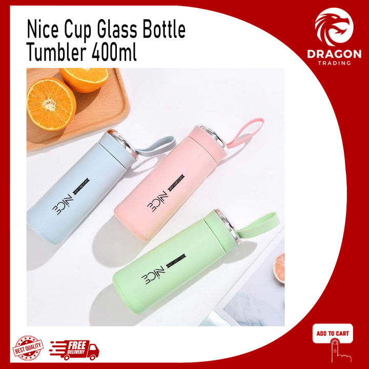 Nice Cup Glass Bottle Tumbler Creative Leakproof Water Cup 400ml