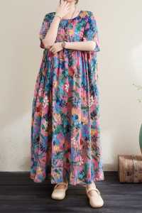LC1352 Oversized Midi Dress Tipis Floral Fashion Terbaru