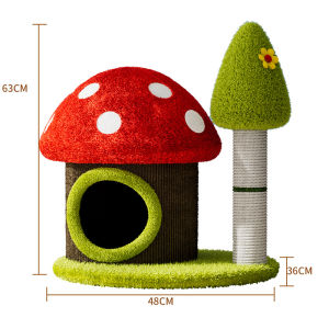 Multi-layer Cat Scratching Post Colorful Mushroom Sisal Bucket Cat Climbing Frame Cat Bed Cat Tree All-In-One Mushroom Tree Hole Cat Toy