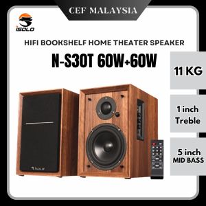 iSOLO N-S30T 60W+60W HIFI BOOKSHELF SPEAKER 2.0 BLUETOOTH 5.0 POWERFUL BASS HOME THEATER SPEAKER SURROUND SOUND