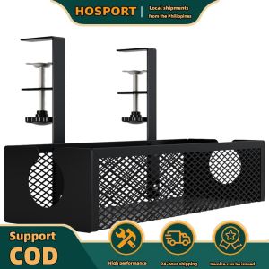 【HOSPORT】 Under Table Cable Management Rack Adjustable Thickness Under Desk Cord Organizer Metal Mesh Cable Holder for Home Office