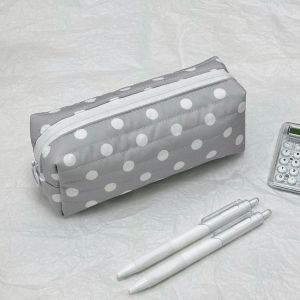 SPARAK Xám-Trắng Hộp đựng bút chì Chấm bi Pint Dung tích lớn Túi đựng bút Bền bỉ Túi đựng bút chì Quà tặng
