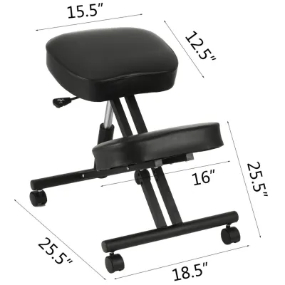 Ergonomic Kneeling Chair Stool W/ Thick Cushion Home Office Chair Improving Body Posture Rocking Wood Knee Chair