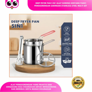 DEEP FRYER PAN 4 IN 1 ALAT GORENG KENTANG PANCI PENGGORENGAN SARINGAN  STAINLESS STEEL MULTI SET
